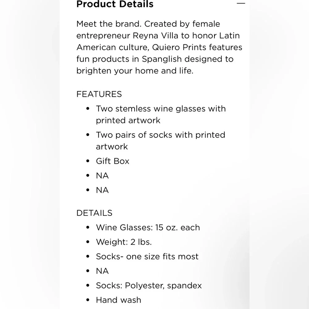 Quiero Prints Echale Ganas Stemless Wine Glass & Sock Gift Set NEW